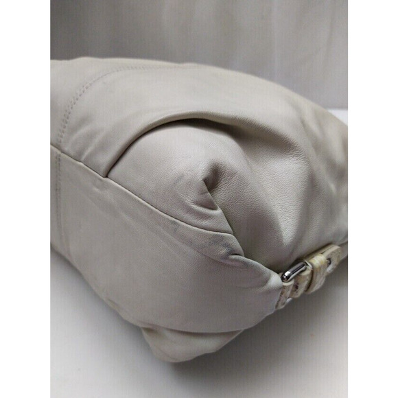 Coach Ivory Soft Leather Snakeskin Detail Zipper Hobo Shoulder Bag - Picture 9 of 13